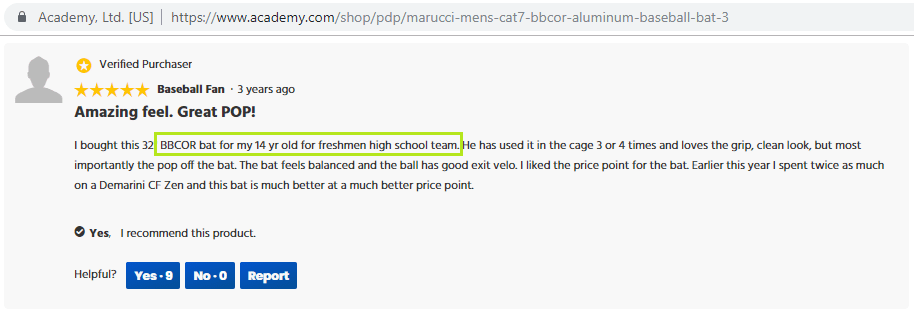 Academy Sports + Outdoors product review for Marucci Cat7